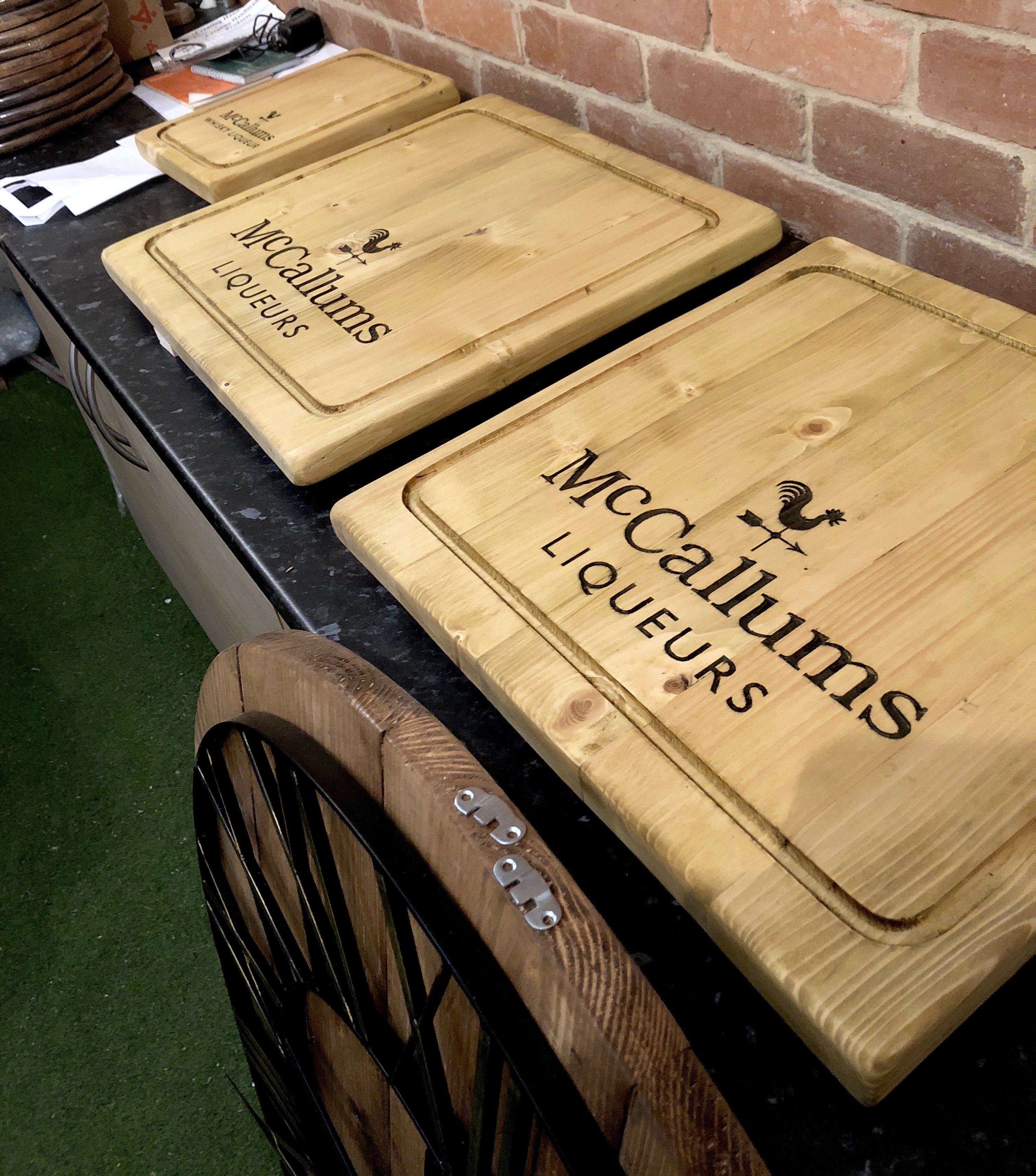 Branded display boards for Mc’Callums Liqueurs