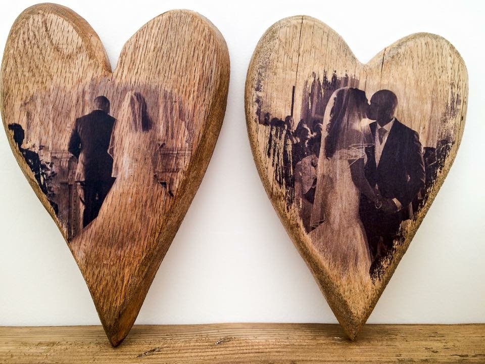 Rustic Wooden Photo Print Oak Love, Rustic Wooden Love Hearts